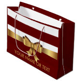 Gepersonaliseerde Bourgogne Bold Stripes Golden BO Groot Cadeauzakje (Voorkant Gekanteld)
