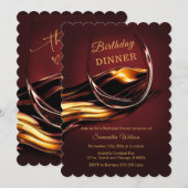 Gepersonaliseerde Bourgogne en gouden diner verjaa Kaart (Voorkant / Achterkant)