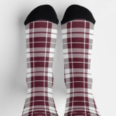 Gepersonaliseerde Bourgogne en Grijze Tartan Plakk Sokken (Top)