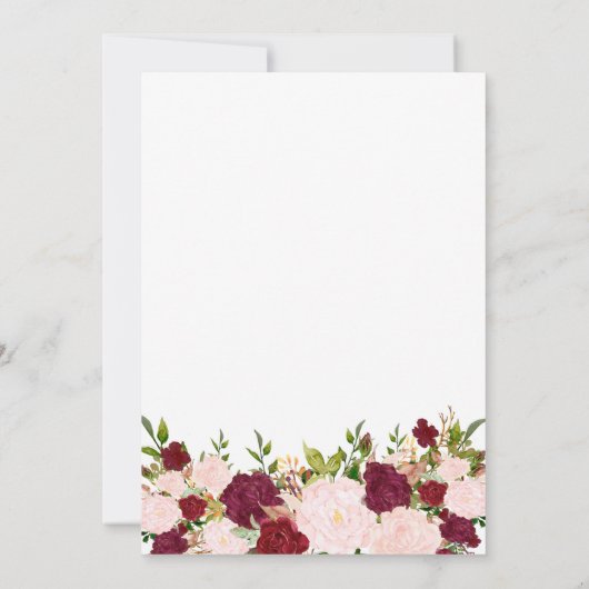 Gepersonaliseerde Bourgogne Floral Birthday Kaart (Achterkant)