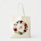 gepersonaliseerde Bourgogne Floral Canvas tas Brid (Voorkant)