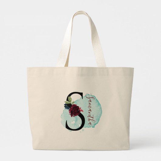 Gepersonaliseerde Bourgogne Floral S Vrijgezellenf Grote Tote Bag (Achterkant)