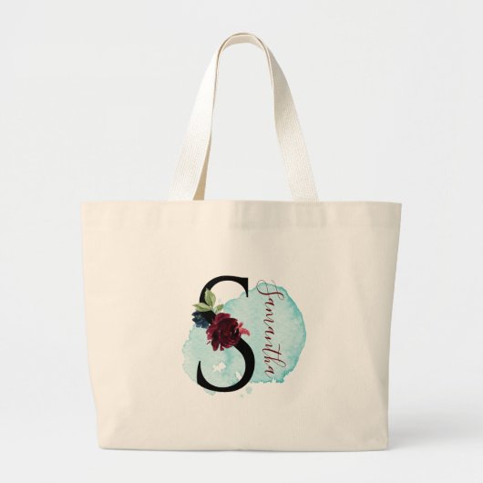 Gepersonaliseerde Bourgogne Floral S Vrijgezellenf Grote Tote Bag (Voorkant)