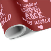 Gepersonaliseerde Bourgogne Grunge You Rock My Wor Cadeaupapier (Rol Hoek)