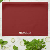 Gepersonaliseerde Bourgogne Maroon Plain Solid Whi Theedoek (Gevouwen)