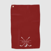 Gepersonaliseerde Bourgogne rood Golfhanddoek (Voorkant)