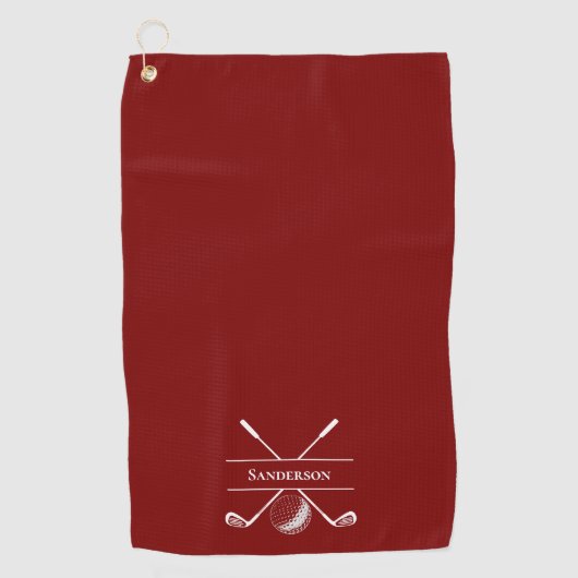 Gepersonaliseerde Bourgogne rood Golfhanddoek (Voorkant)