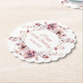 Gepersonaliseerde Bourgogne Roze Bloemen 100ste Ve Kartonnen Onderzetters (Gekanteld)