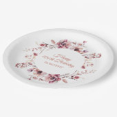 Gepersonaliseerde Bourgogne Roze Bloemen 100ste Ve Papieren Bordje (Gekanteld)