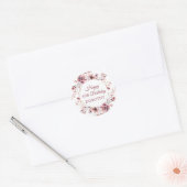 Gepersonaliseerde Bourgogne Roze Bloemen 50ste Ver Ronde Sticker (Envelop)