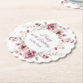 Gepersonaliseerde Bourgogne Roze Bloemen 60ste Ver Kartonnen Onderzetters (Gekanteld)