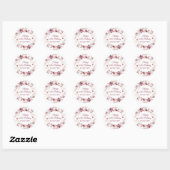 Gepersonaliseerde Bourgogne Roze Bloemen 60ste Ver Ronde Sticker (Vel)