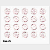 Gepersonaliseerde Bourgogne Roze Bloemen 70e Verja Ronde Sticker (Vel)