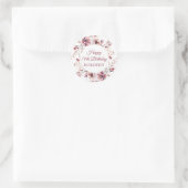 Gepersonaliseerde Bourgogne Roze Bloemen 70e Verja Ronde Sticker (Tas)
