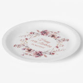 Gepersonaliseerde Bourgogne Roze Bloemen 80ste Ver Papieren Bordje (Gekanteld)