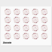 Gepersonaliseerde Bourgogne Roze Bloemen 80ste Ver Ronde Sticker (Vel)