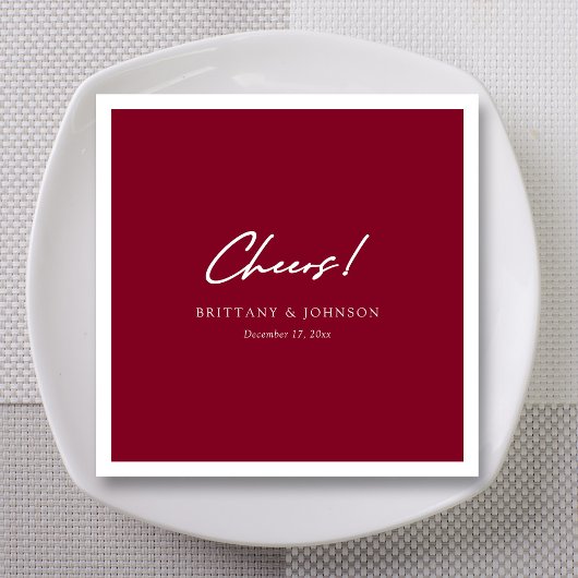 Gepersonaliseerde Bourgondische bruiloft servetten