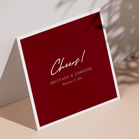 Gepersonaliseerde Bourgondische bruiloft servetten