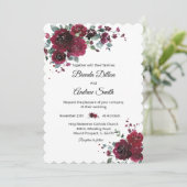 Gepersonaliseerde Bourgondische en zwarte bruiloft Kaart (Staand voorkant)