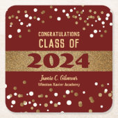 Gepersonaliseerde Bourgondische rode klasse van 20 Kartonnen Onderzetters (Voorkant)