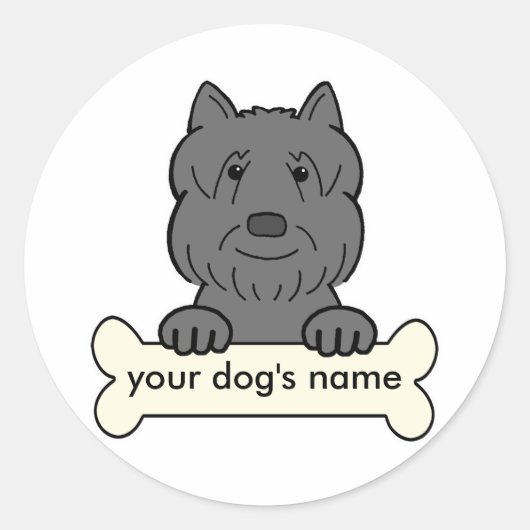Gepersonaliseerde Bouvier des Flandres Ronde Sticker (Voorkant)
