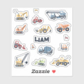 Gepersonaliseerde bouwtruck die-cut Stickers (Vel)
