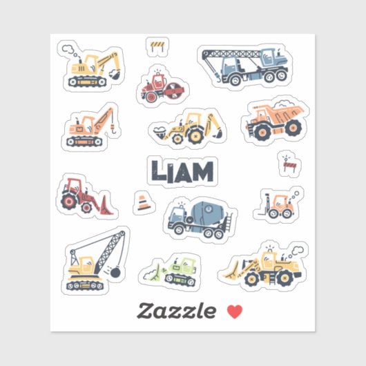 Gepersonaliseerde bouwtruck die-cut Stickers (Vel)