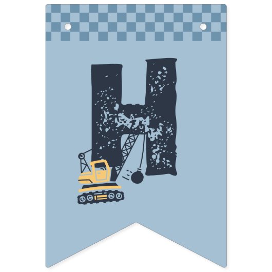 Gepersonaliseerde Bouwwagen Gelukkige Verjaardag Vlaggetjes (Tweede vlag)