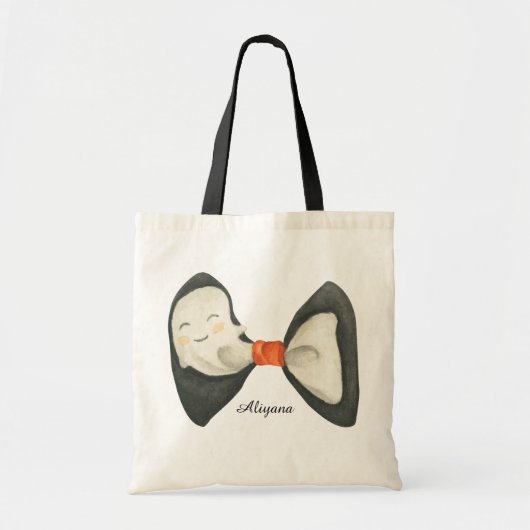 Gepersonaliseerde Bow Schattige Boo Ghost Hallowee Tote Bag (Voorkant)