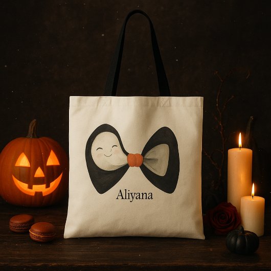 Gepersonaliseerde Bow Schattige Boo Ghost Hallowee Tote Bag