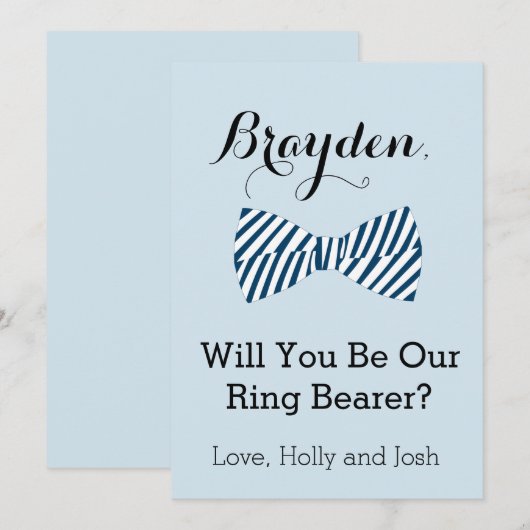 Gepersonaliseerde Bow Stropdas Ring Drager Voorste Kaart (Voorkant / Achterkant)