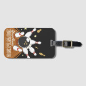 Gepersonaliseerde Bowler Strike Bowling Lanes Ball Bagagelabel (Voorkant (horizontaal))