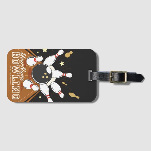 Gepersonaliseerde Bowler Strike Bowling Lanes Ball Bagagelabel (Voorkant (horizontaal))