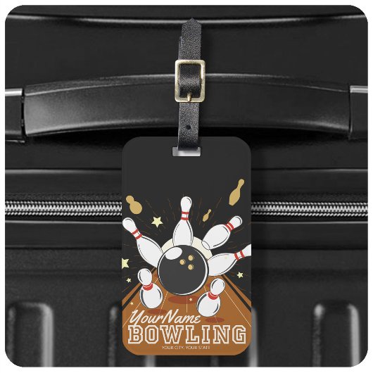 Gepersonaliseerde Bowler Strike Bowling Lanes Ball Bagagelabel