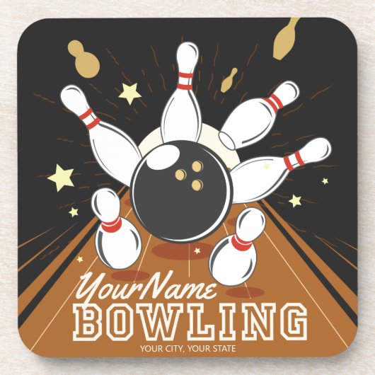Gepersonaliseerde Bowler Strike Bowling Lanes Ball Bier Onderzetter (Voorkant)