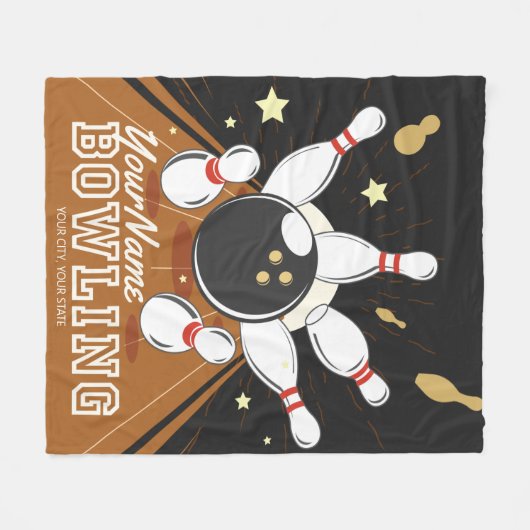 Gepersonaliseerde Bowler Strike Bowling Lanes Ball Fleece Deken (Voorkant (Horizontaal))