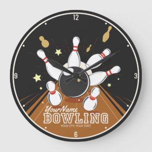 Gepersonaliseerde Bowler Strike Bowling Lanes Ball Grote Klok