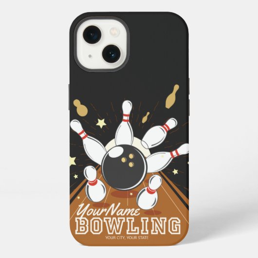 Gepersonaliseerde Bowler Strike Bowling Lanes Ball iPhone Hoesje (Achterkant)