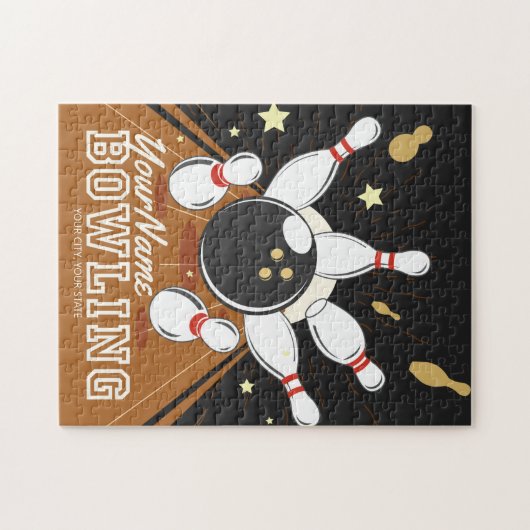 Gepersonaliseerde Bowler Strike Bowling Lanes Ball Legpuzzel (Horizontaal)