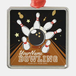 Gepersonaliseerde Bowler Strike Bowling Lanes Ball Metalen Ornament