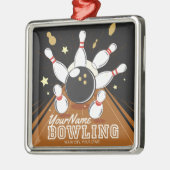 Gepersonaliseerde Bowler Strike Bowling Lanes Ball Metalen Ornament (Links)
