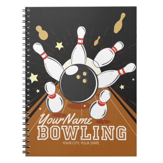 Gepersonaliseerde Bowler Strike Bowling Lanes Ball Notitieboek (Voorkant)