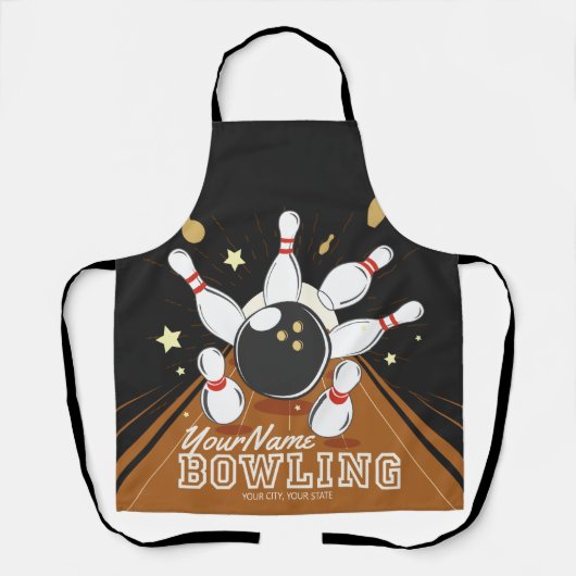 Gepersonaliseerde Bowler Strike Bowling Lanes Ball Schort (Voorkant)