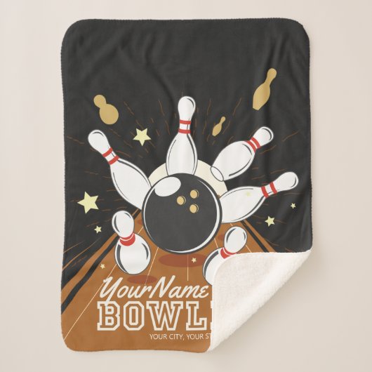Gepersonaliseerde Bowler Strike Bowling Lanes Ball Sherpa Deken (Voorkant)