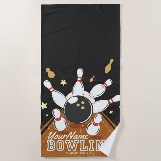 Gepersonaliseerde Bowler Strike Bowling Lanes Ball Strandlaken (Voorkant)