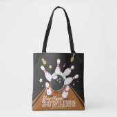Gepersonaliseerde Bowler Strike Bowling Lanes Ball Tote Bag (Voorkant)
