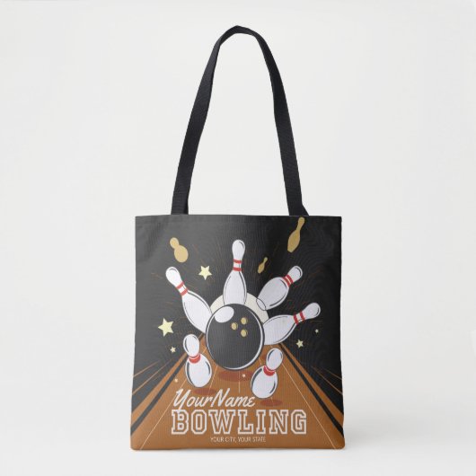 Gepersonaliseerde Bowler Strike Bowling Lanes Ball Tote Bag (Voorkant)