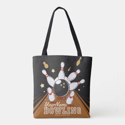 Gepersonaliseerde Bowler Strike Bowling Lanes Ball Tote Bag (Achterkant)