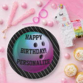 Gepersonaliseerde Bowling Ball Happy Birthday Papieren Bordje (Feest)