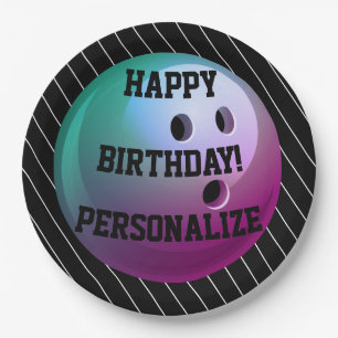 Gepersonaliseerde Bowling Ball Happy Birthday Papieren Bordje